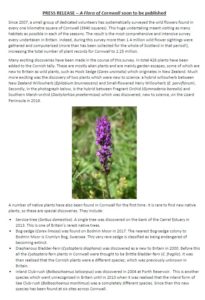 Flora of Cornwall Press Release