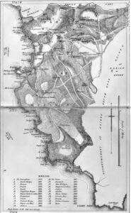 Mullion & District map c1875 showing some wrecks