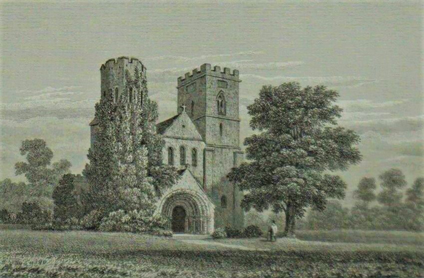 Engraving of St Germans Church 1824 - M Bond from drawing by F W L Stockdale