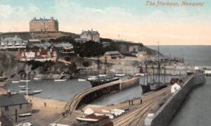 Newquay The Harbour Port Ship Boats - 1915