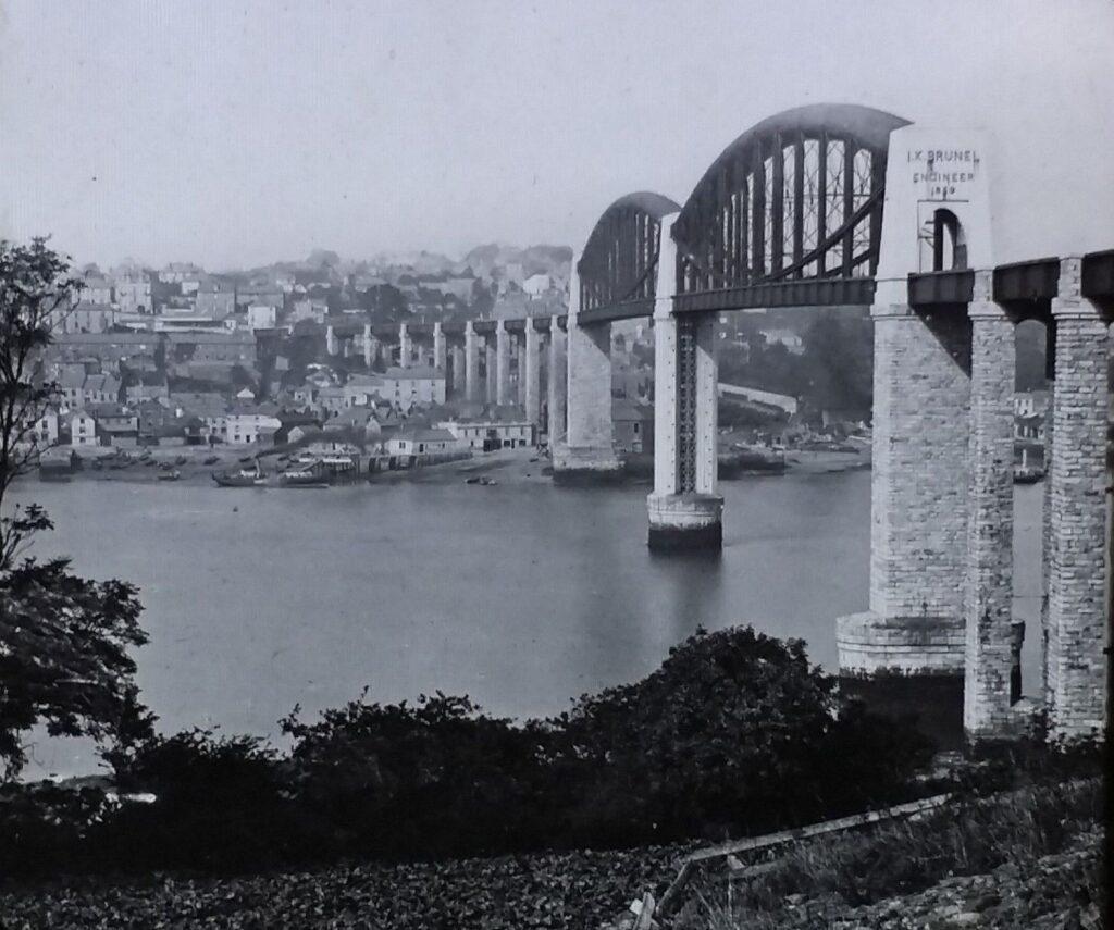 Royal Albert Bridge, Cornwall - Magic Lantern Glass Slide c1880