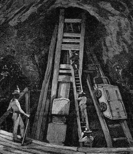 Cornish tin mining 19th century - Climbing ladders