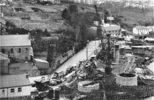 Tamar Bridge - Caissons sunk, building the towers at Saltash