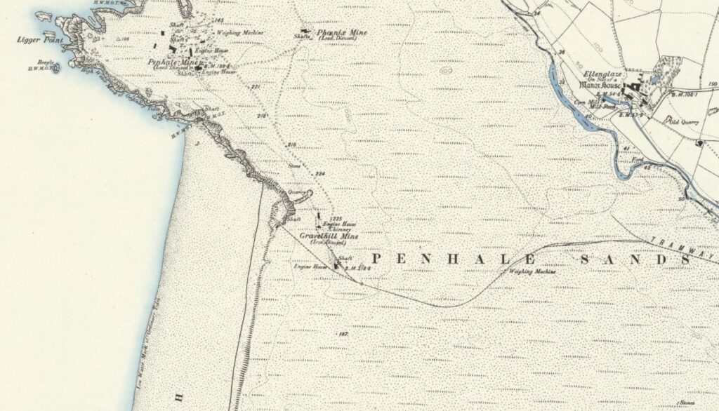 Ligger Point Map (Ellenglaze) - Surveyed 1879