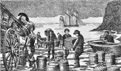 Smugglers brining contraband ashore