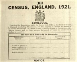 Census form 1921 The National Archive