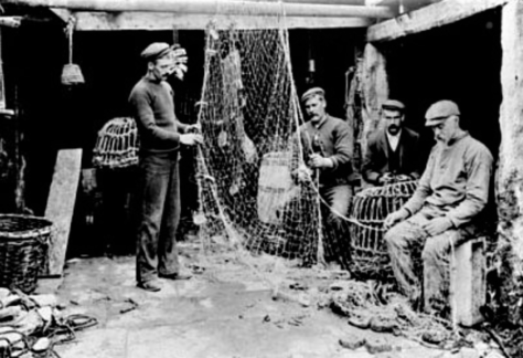 Net making in Newquay late 19th century