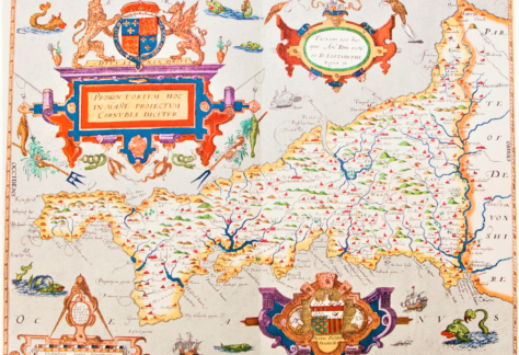 Saxton's Map of Cornwall 1576