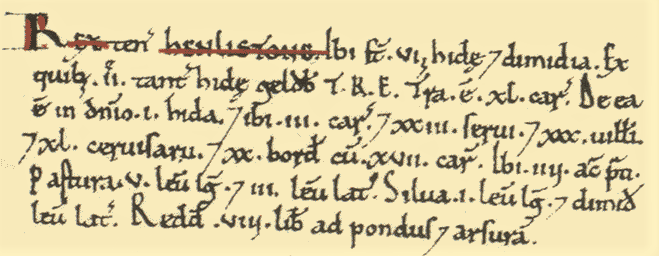 Helston- Domesday Book entry