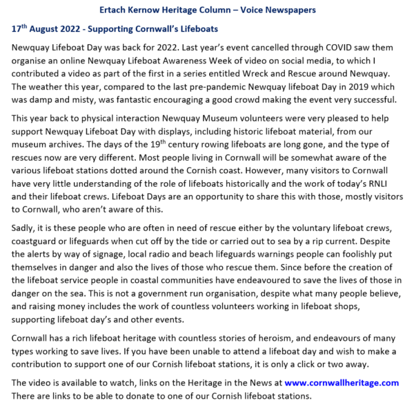  112 Ertach Kernow Heritage Column 17th August 2022 Supporting 