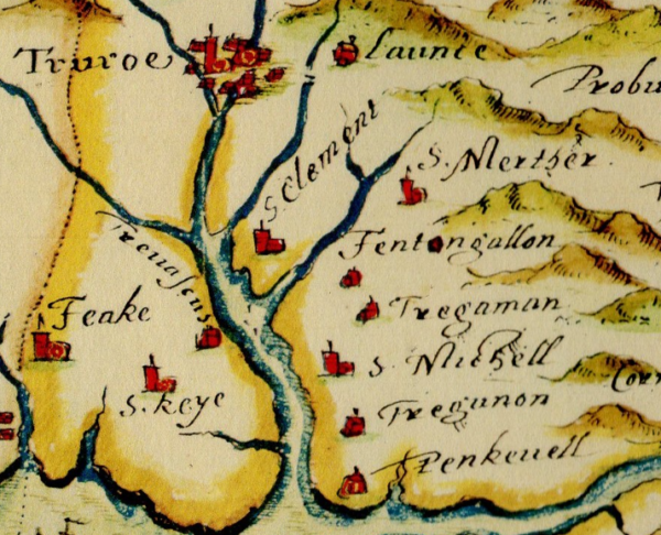 St Merther - John Norden 16th century map