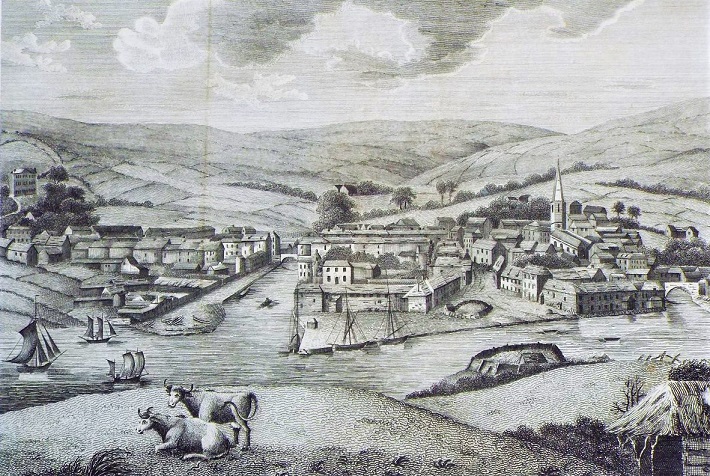 Truro grew wealthy helped by 18th century tin trade (East View in 1816)