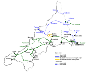 Cornwall Old Railway Map (Wikapedia)