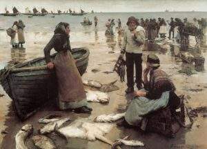 A Fish Sale on a Cornish Beach by Stanhope Forbes