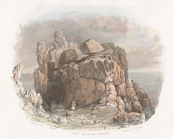 The Logan Rock 19th century engraving