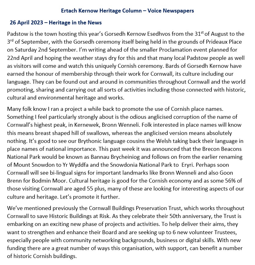 Heritage in the News - 26th April 2023