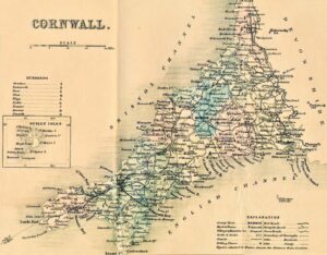 Map of Cornwall - Black's Guide to Devon & Cornwall 1855