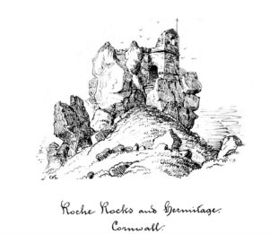 Roche Rock and Hermitage drawing 1882