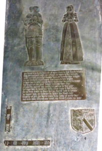 Brass monument to George Arundell and wife 1573 at St Mawgan in Pydar Church