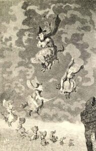 A flight of witches by George Cruikshank
