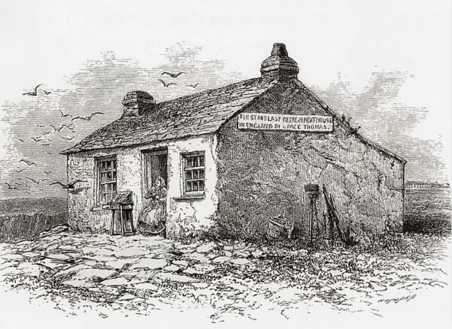 Early depiction of First and Last cottage