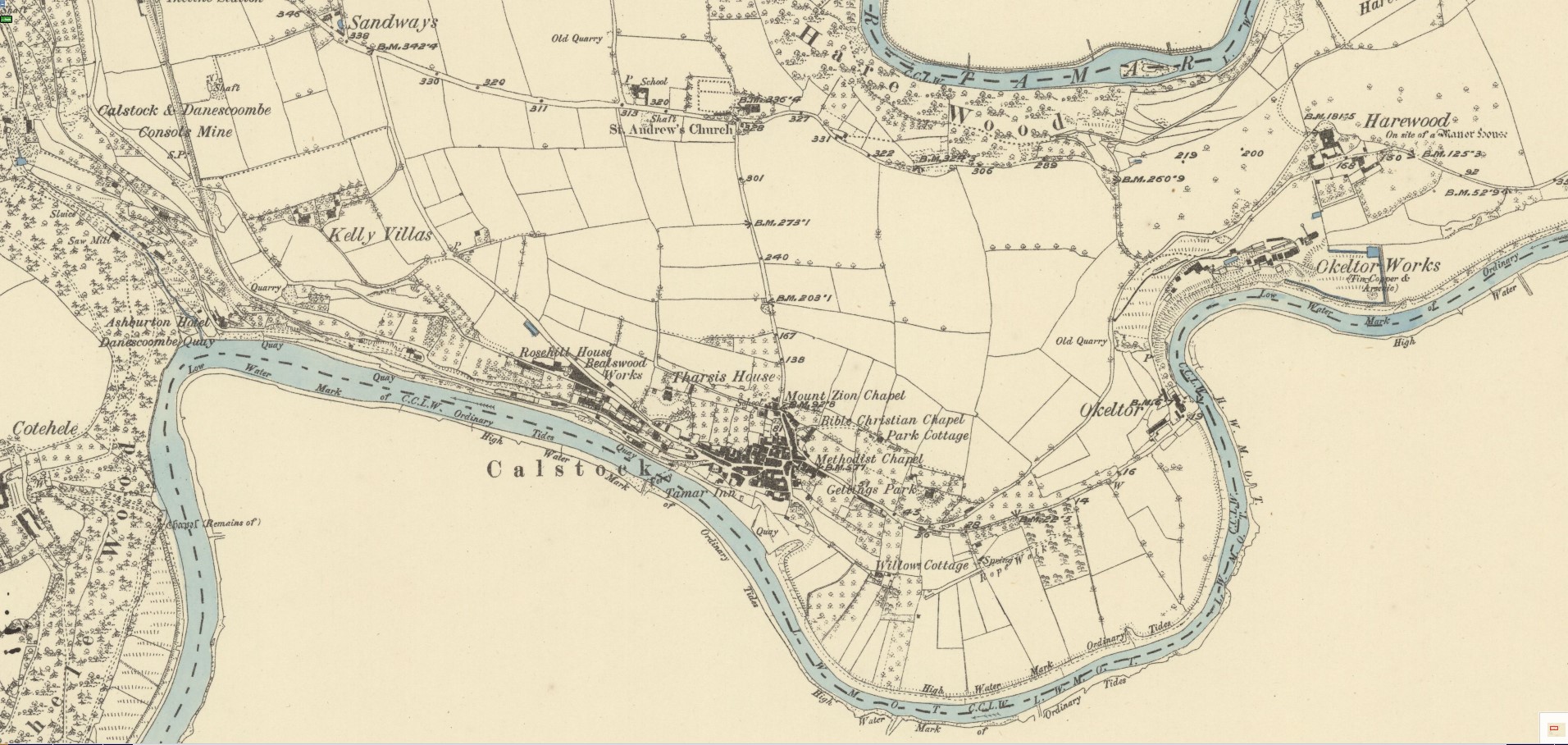Location St Andrew's Church - Ordnance Survey 1881