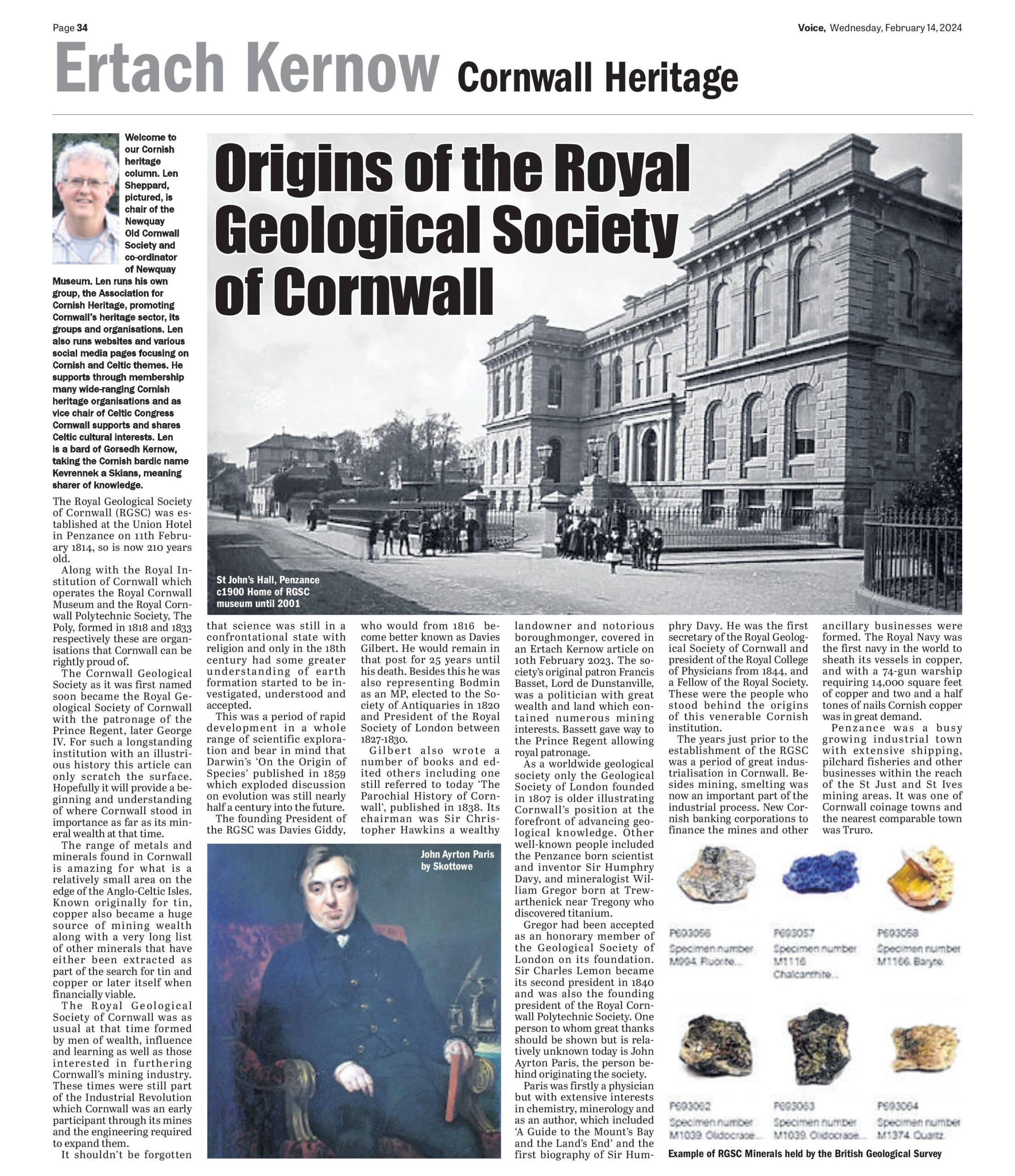 Origins of the Royal Geological Society of Cornwall