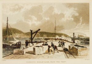 Plymouth Breakwater, from the West by Thomas Allom 1832