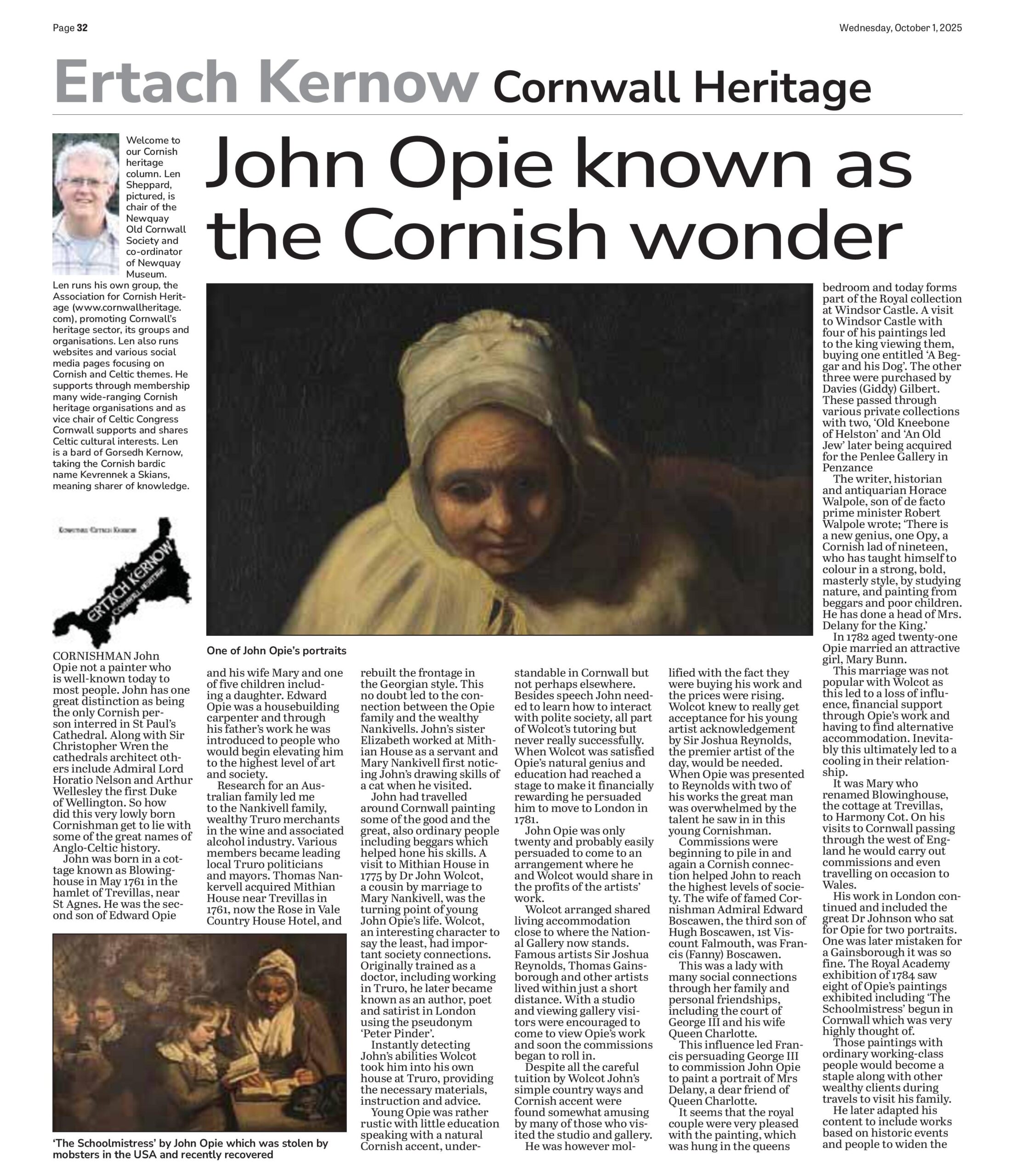 John Opie known as the Cornish wonder