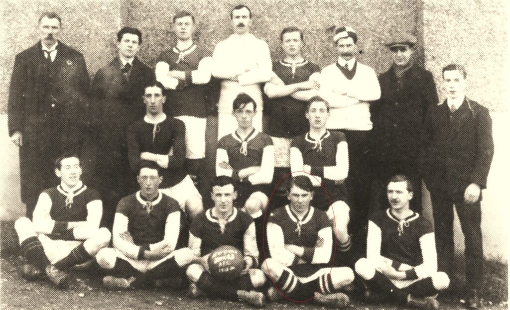 Reg C Ennor - Newquay Football Team 1913 (front row fourth from left