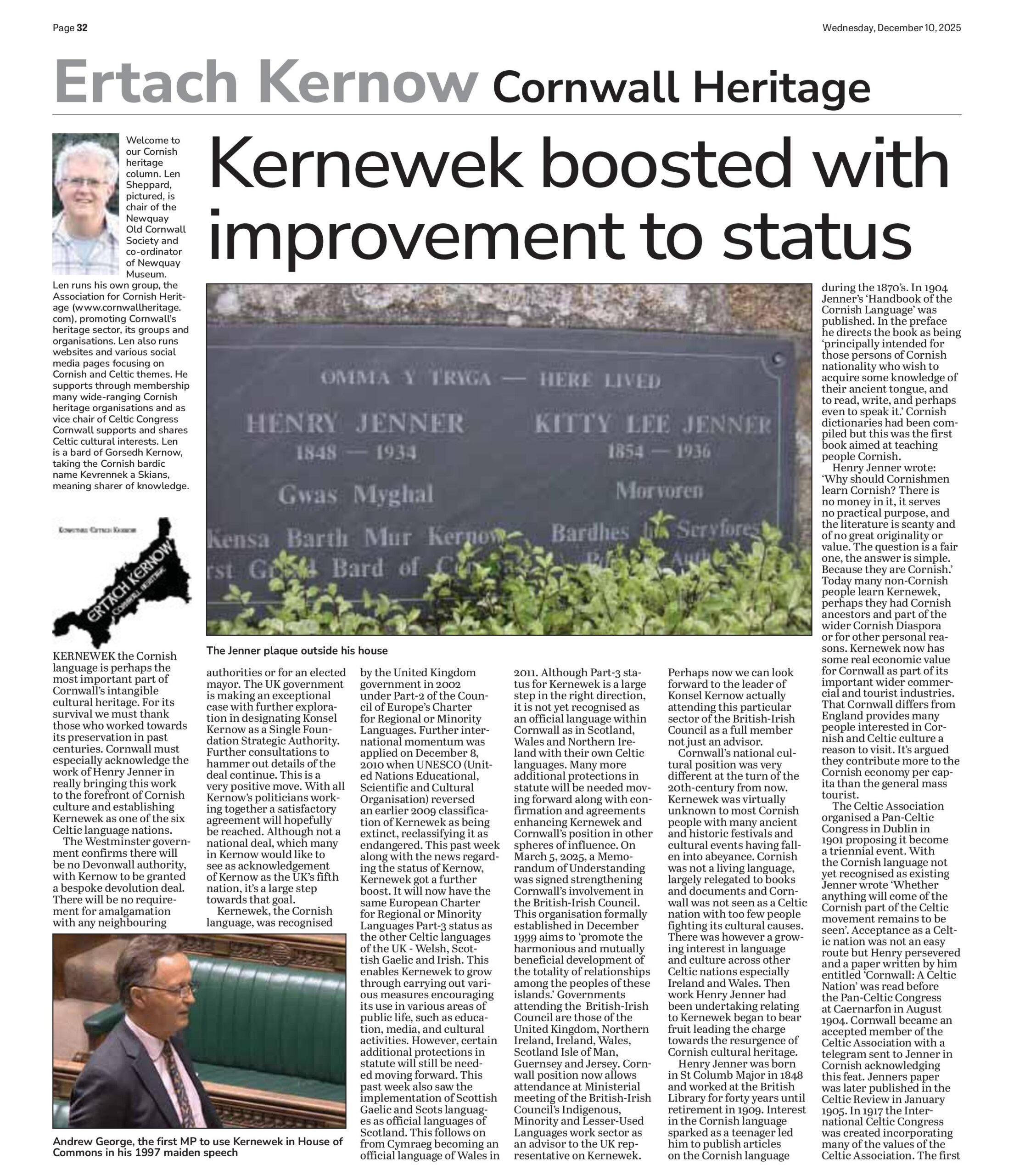 Kernewek boosted with improvement to status