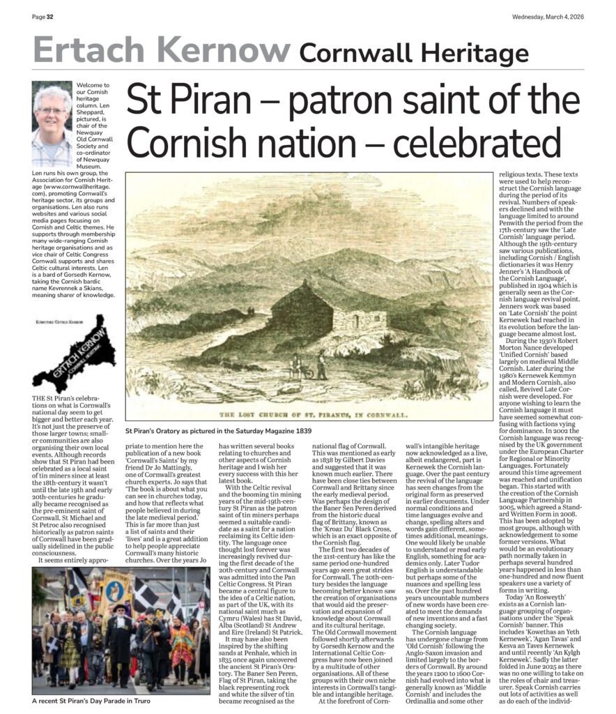St Piran patron saint of the Cornish nation