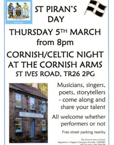 St Pirans night at the Cornish Arms St Ives