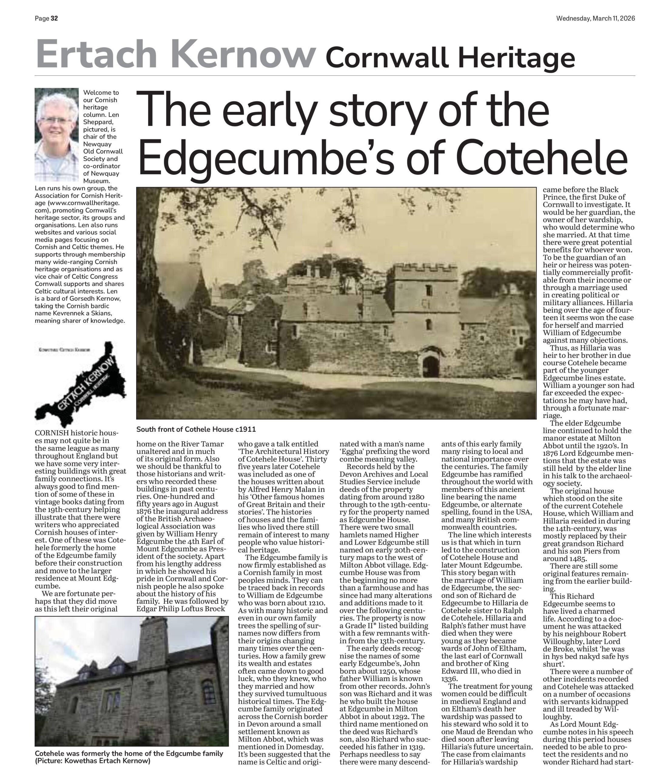 The early story of the Edgecumbe’s of Cotehele