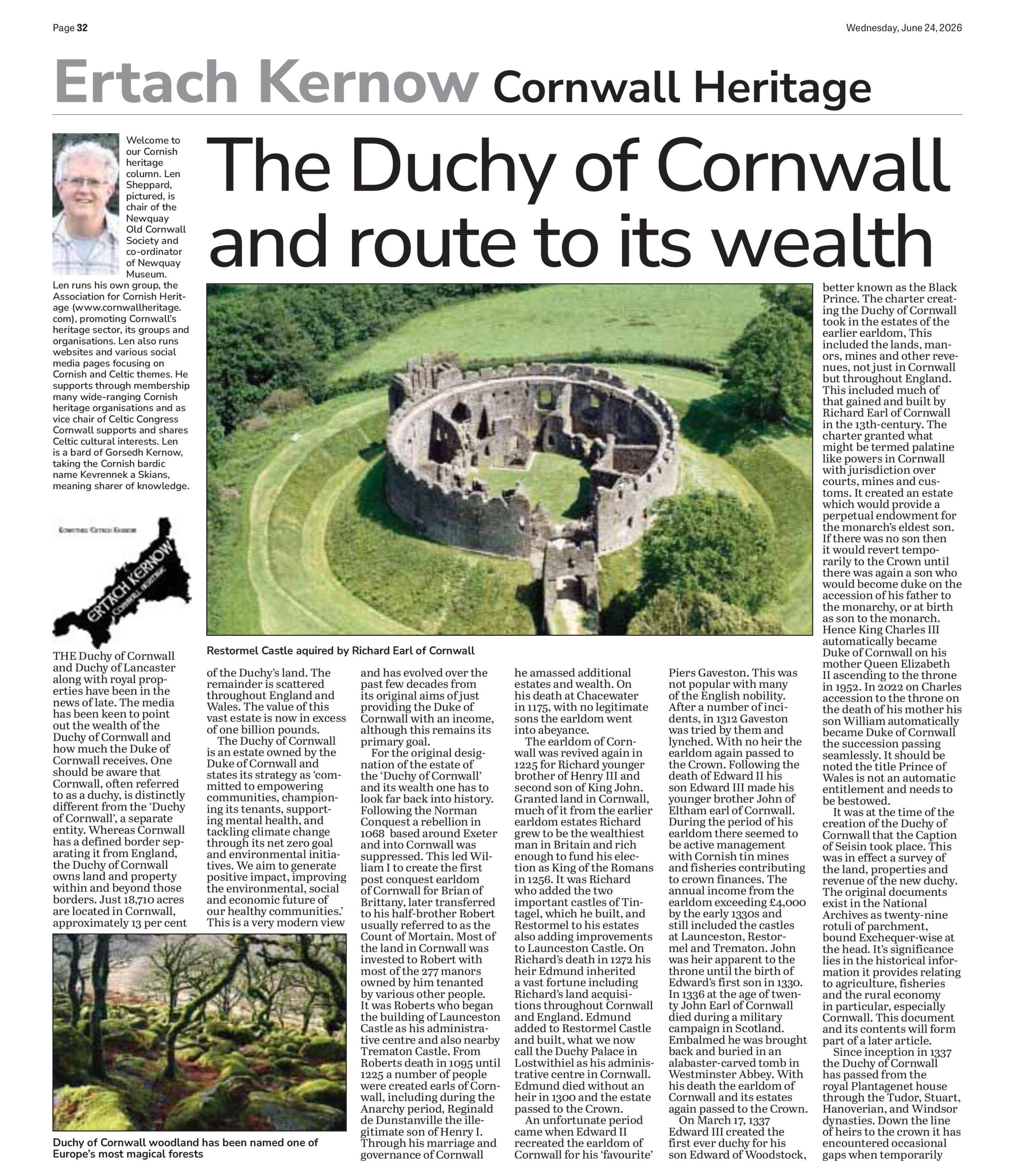 The Duchy of Cornwall and route to its wealth