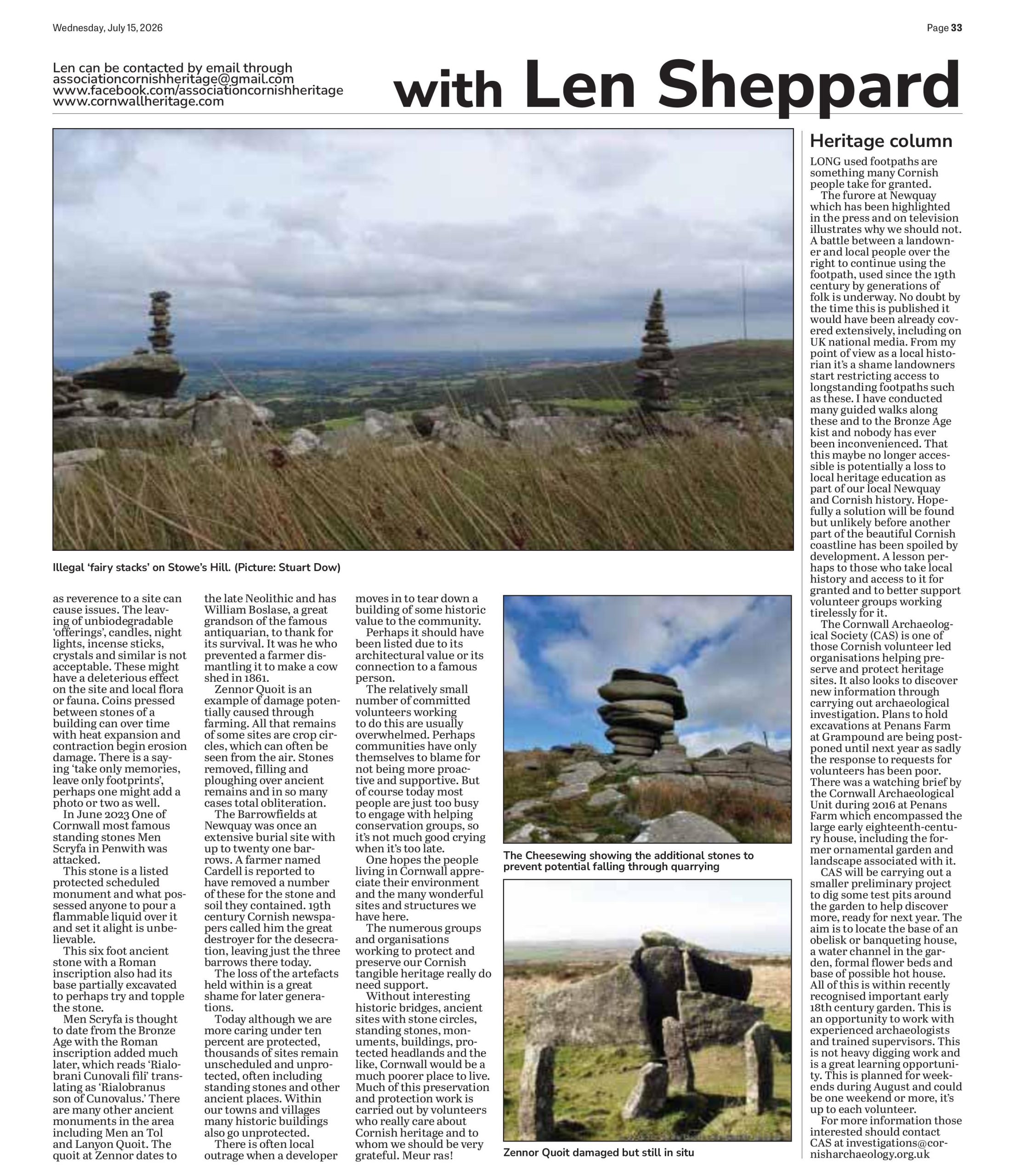 Cornwall’s antiquities and historic sites endangered