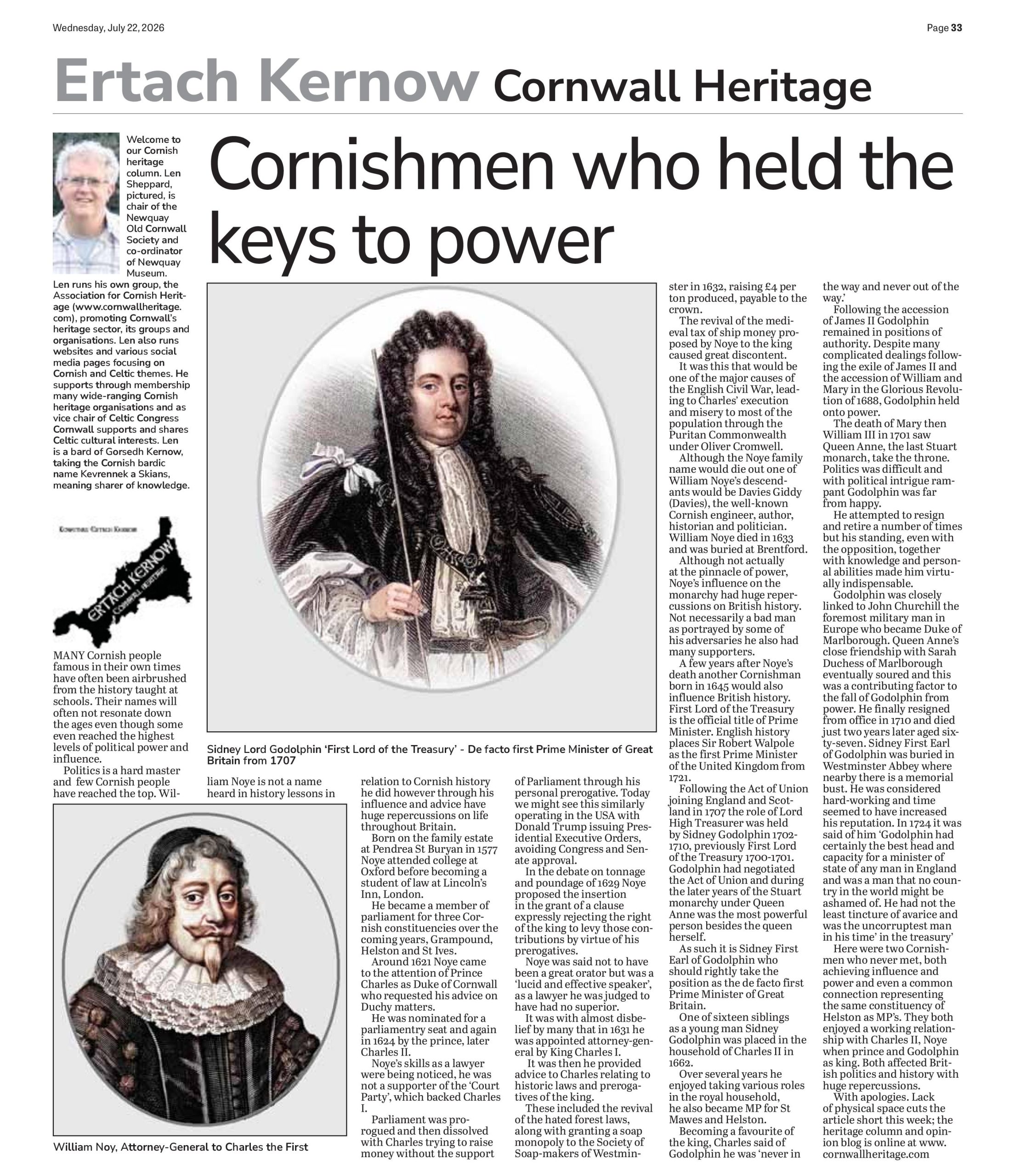 Cornishmen who held the keys to power