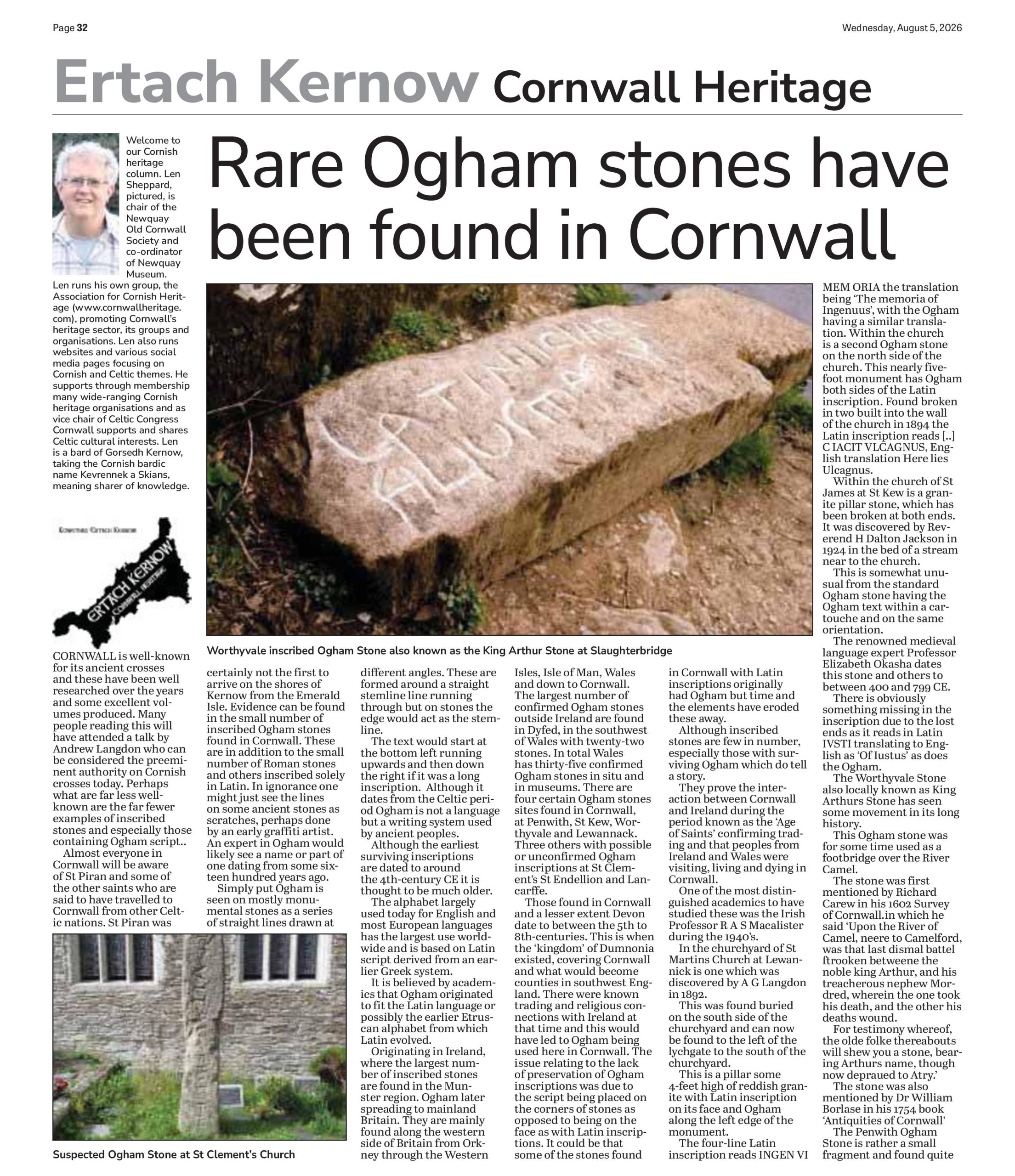 Rare Ogham stones have been found in Cornwall
