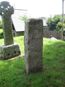 Lewannick Ogham Stone I - script especially clear along bottom left edge