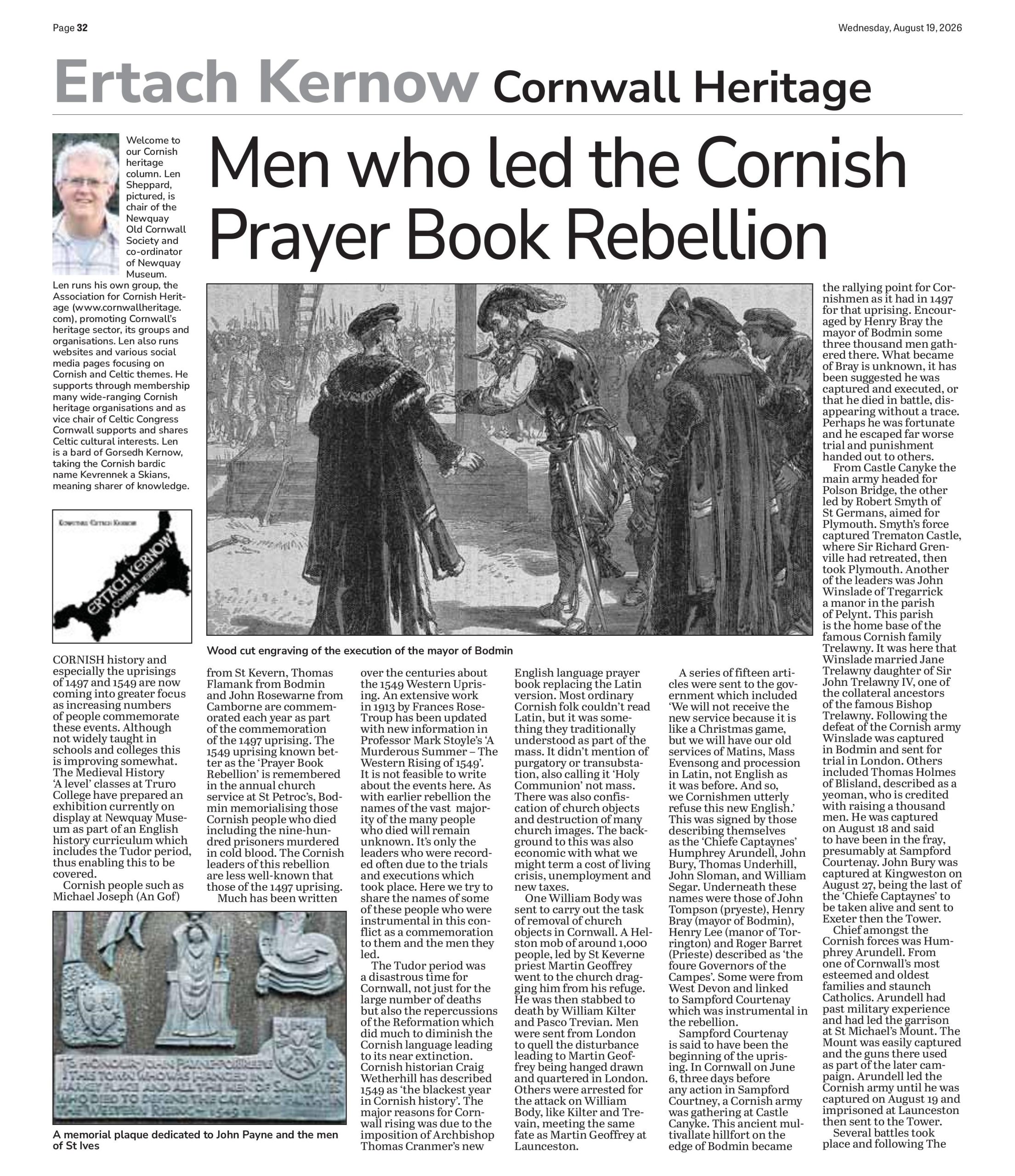 Men who led the Cornish Prayer Book Rebellion