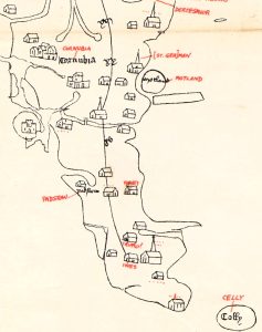 Cornwall - Ordnance Survey reproduction Bodleian map 1325-1350 (Some confusing lines removed)